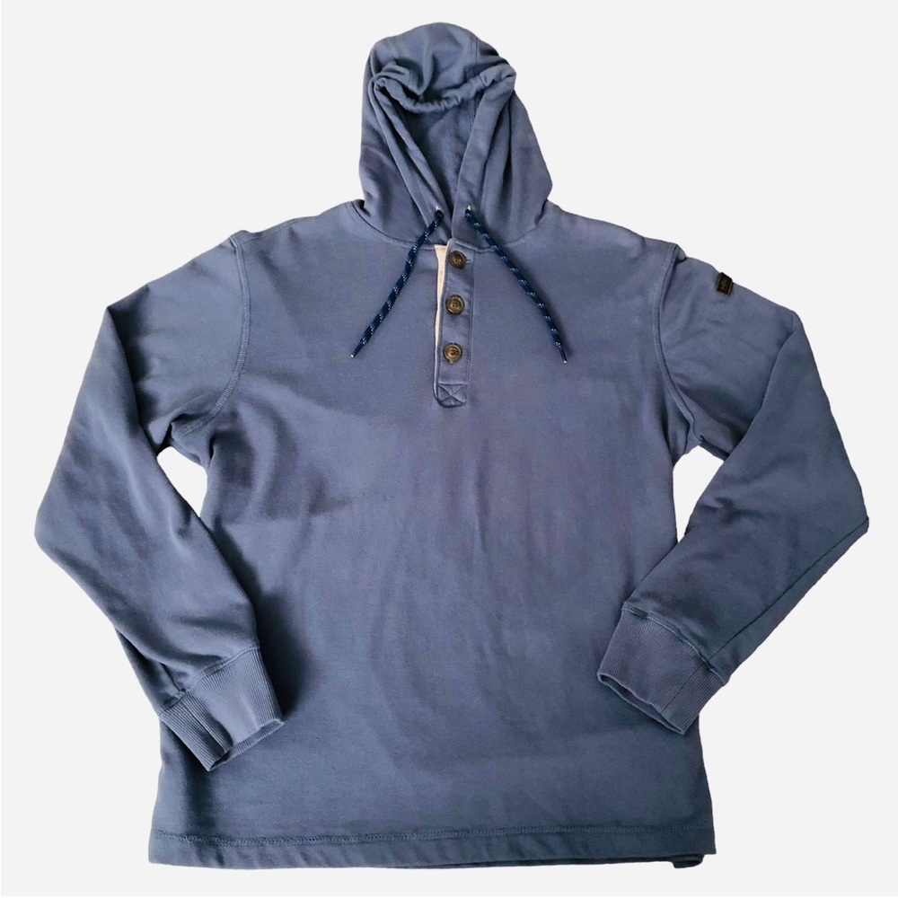 Hawke & Co 1/4 button Hooded Long Sleeve Blue Pullover Men’s Size Large